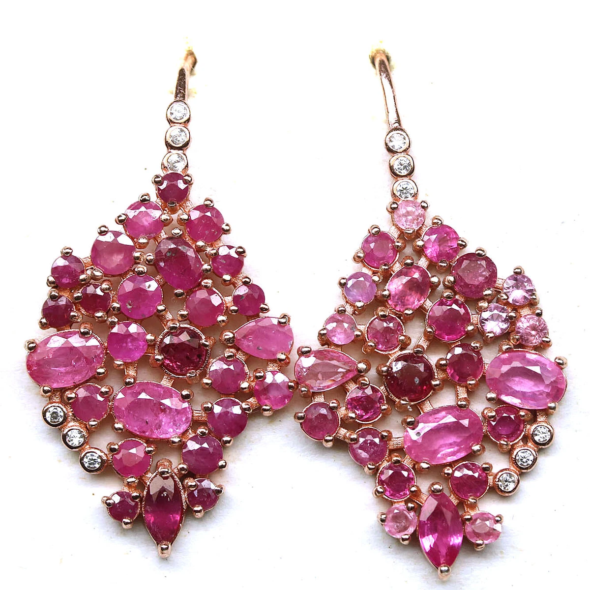 Heated Red Pink Cubic Zirconia Earrings 925 Sterling Silver eBay