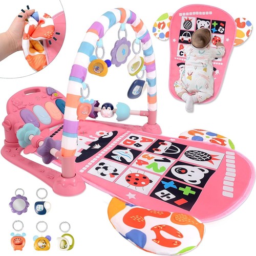 Baby Play Gyms for 0-6 Months, Tummy Time Mat, Mat Activity Pink