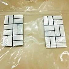 Mother of Pearl Clip Earrings Parquet Check Abalone Shell MOP