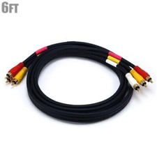 6ft 3-RCA Male to Male Stereo Audio Video Dubbing TV Composite Cable RG59U Gold