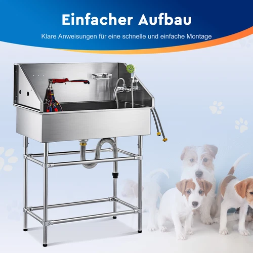CO-Z 127cm Hunde Badewanne aus Edelstahl Haustiere Pflege Dusche Tierbadewanne - Bild 9 von 29