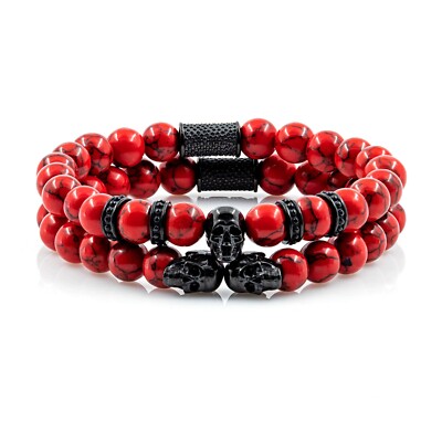 Red Turquoise Bracelet Bracelet Bead Bracelet Memento Mori Black Edition