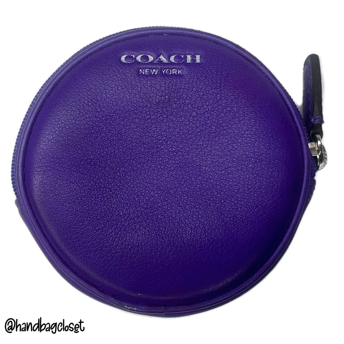 Coach Ultra Violet Purple Round Coin Bag Wristlet in Hangtag Hang