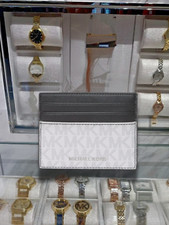 Michael Kors Cooper Men Signature Logo Tall Credit Card Case Wallet Bright White