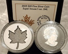 2023 Super Incuse Silver Maple Leaf SML $20 1OZ Pure Silver Proof Canada Coin