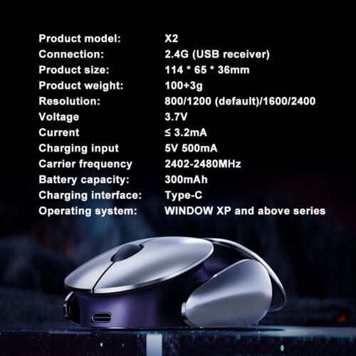 INPHIC X2 Wireless Rechargeable Gaming Cool Metal Mouse Gaming Mice Portable - Picture 12 of 12
