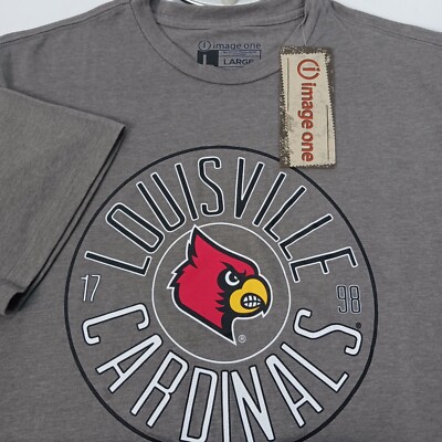 NEW Image One Men's L Louisville Cardinals Spell-out Gray T-Shirt NWT