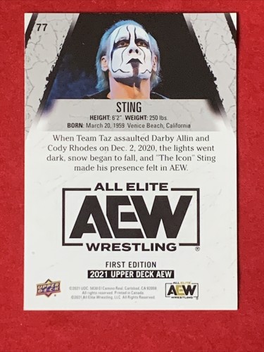2021 STING UPPER DECK AEW FIRST 1ST EDITION FINISHER PARALLEL!! RARE - Picture 4 of 4