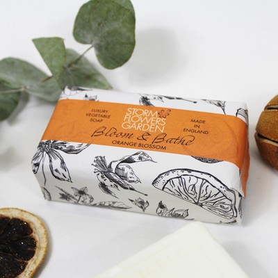 Bloom and Bathe | Orange Blossom Scented Soap Bar 190g | Storm Flowers Garden