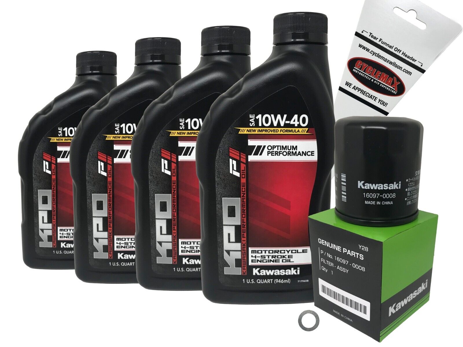 Kawasaki OEM Oil Change Kit for 2000-2022 Ninja ZX-6R with 10W-40 Oil