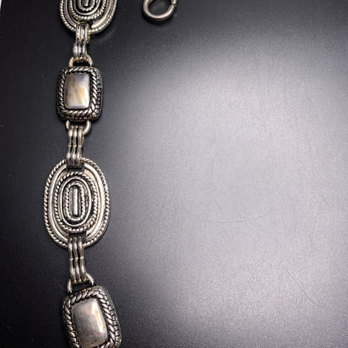 Cintura maglia tono argento medaglione corda texture moderna 34 35 36 37 38 39 40 41 pollici - Foto 4 di 11