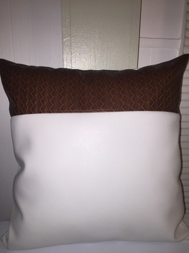 Braided Design Pillow Cover, Brown, White, 17"x17", New - Picture 5 of 5