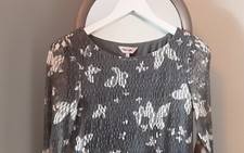 Ladies Phase Eight Occasion dress grey with white butterflies size 10/12 Lacy