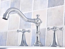 8'' Widespread Bathroom Basin Sink Faucet Mixer Tap Chrome Polished Brass anf543