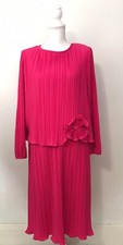 Vintage Mister Jay Large Dark Pink Dress Column Pleats 80s Large