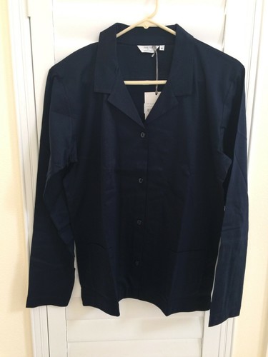 FRETTE ITALY Sz S Pajama Set Sleepwear Long Sleeve Pants Navy Blue 100% Cotton   - Afbeelding 3 van 9