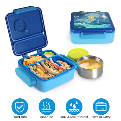 Lunch Box w/ Snack Pods, Leak proof & Crack-Resistant Lunch box Containers
