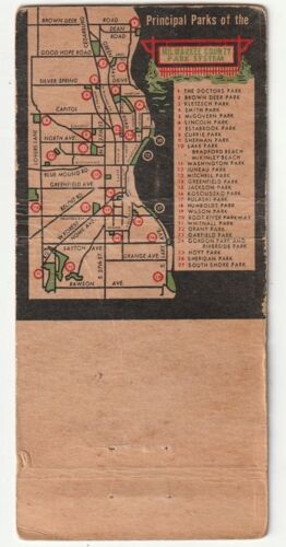 MATCHBOOK COVER - MILWAUKEE COUNTY PARKS - WISCONSIN - KARTE - Bild 3 von 3
