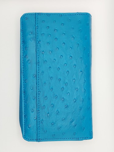 Bijoux Terner Large Turquoise Ostrich Leather Ladies Purse / Wallet - Picture 4 of 13