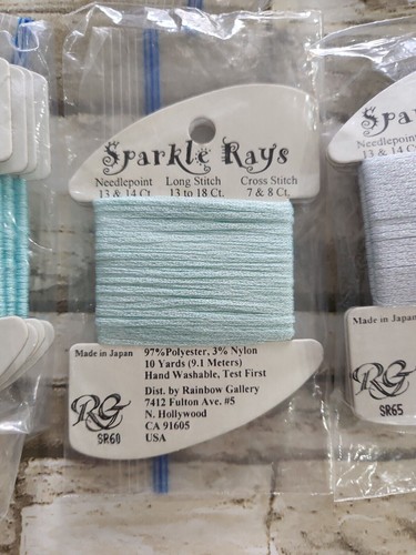 26 x Rainbow Gallery Sparkle Rays Green Aqua Blue 10 yd Needlepoint Cross Stitch - Picture 7 of 9