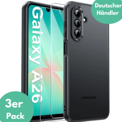 SMARTUP Hülle + 2X Schutzglas für Samsung Galaxy A26 5G Panzerfolie Display Case Full 9H