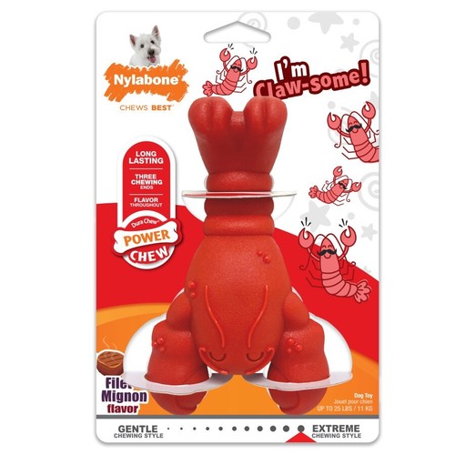 Nylabone Power Chew Lobster Dog Toy Filet Mignon, Small/Regular - 第 1/4 張圖片