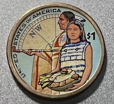COLORIZED 2014 NATIVE AMERICAN DOLLAR (COLORIZED REVERSE ONLY)