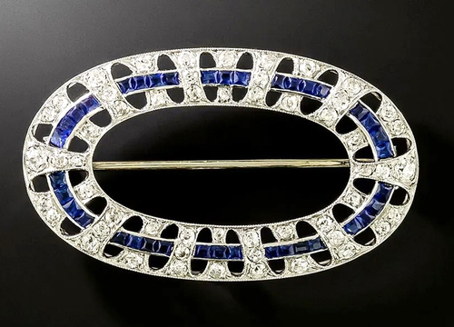 Pendentif saphir et diamant avec sa chaine - XXe siècle - N.123448