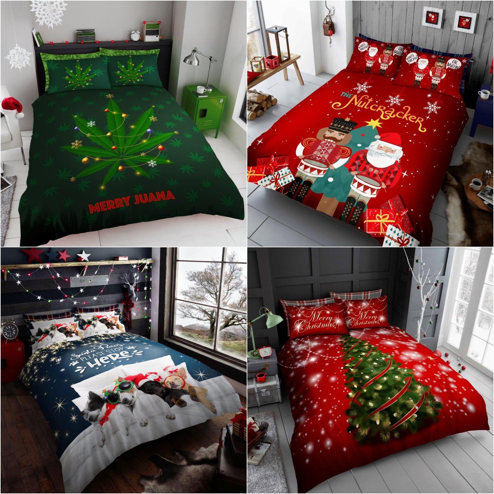 Xmas Santa Tree Dog Gnome Gonk Gamer Cow Christmas Duvet Quilt Cover