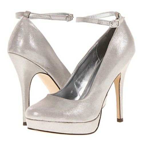 Call it SPRING Women's Sz 8 Platform High Heels Pumps Ankle Strap - Silver - Picture 2 of 7