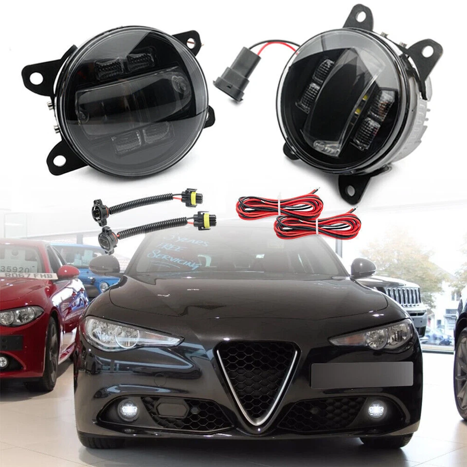 Farol de neblina LED + DRL âmbar/branco para Alfa Romeo Giulia Stelvio 159 Spider 939 Brera - Imagem 2 de 4
