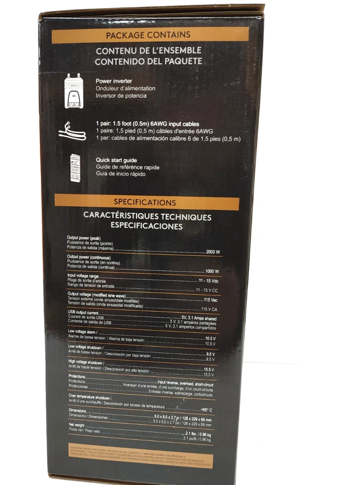 DURACELL HIGH POWER INVERTER 1000 WATT #1567291 NEW SEALED - Image 2 of 4