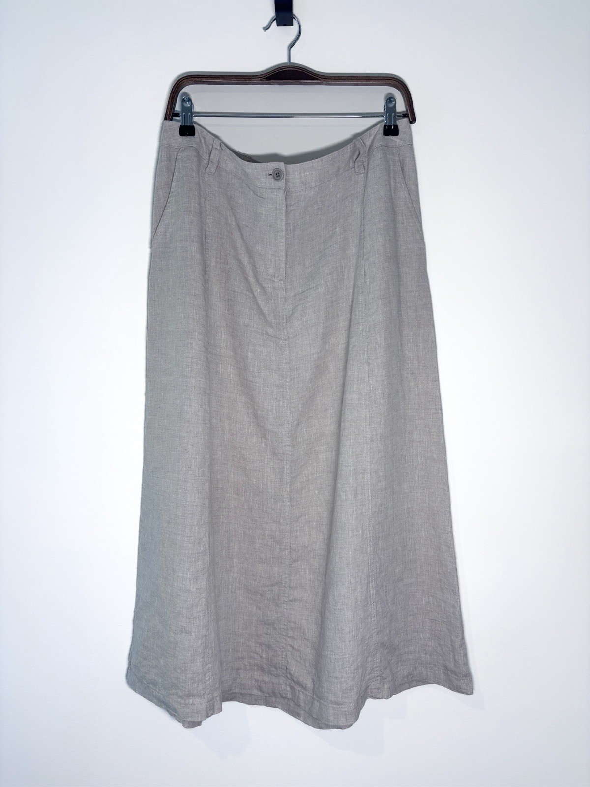 Talbots Beige 100% Linen A-Line Maxi Skirt Coastal Neutral Size 10 Lagenlook