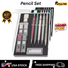 Mechanical Pencil Set with Leads and Eraser Refills, 5 Sizes - 0.3, 0.5, 0.7, 0.