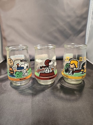 Vintage Peanuts Jelly Glasses - total of 3....#5-6-7 Out Of 7 