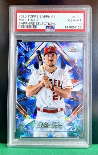 2025 Topps Chrome Sapphire Mike Trout #SS-1 Sapphire Selections PSA 10 LA Pop 3!
