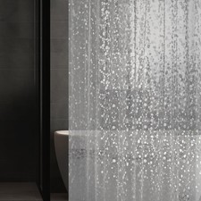 3D Pebble Pattern Waterproof EVA Shower Curtain Liner with 3 Bottom Magnets