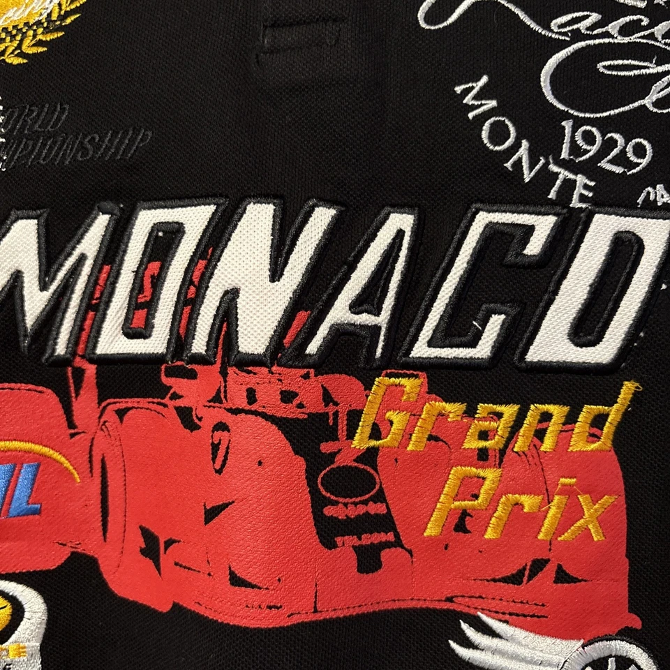 Vintage Monaco Grand Prix Racing Club Monte Carlo F1 Black Polo Shirt Sz 2XL - Image 4 of 4