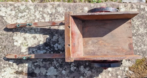 Vintage Handmade Wooden Model Farm Tip Cart Folk Art Horse Drawn Rustic Decor (photo 5)