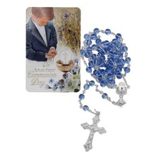 First Holy Communion Rosary Beads and Card Gift Set - BLUE C6081/BLUE