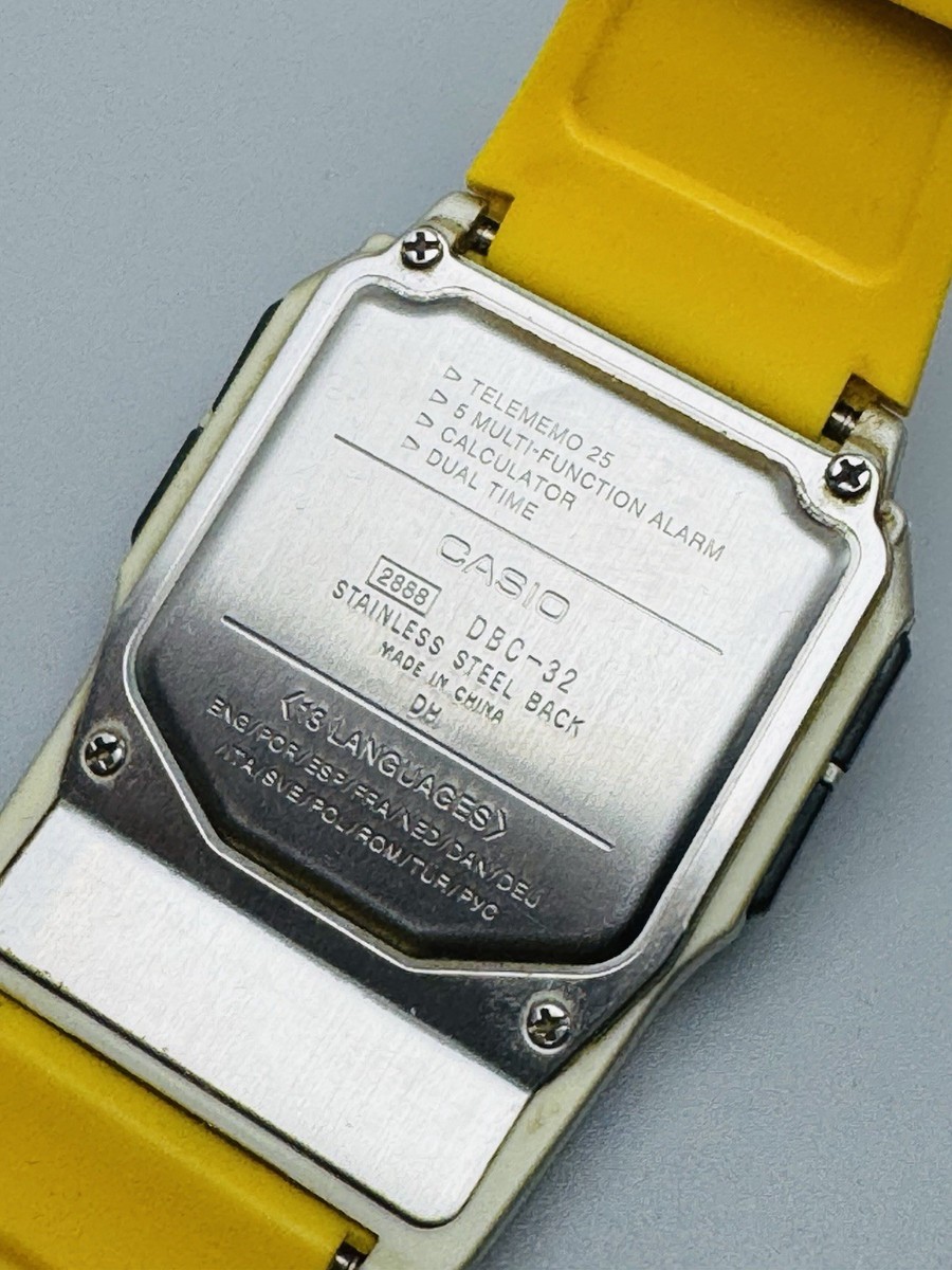 RARE Vintage Casio Data Bank Yellow Retro Digital Watch 9.8 in