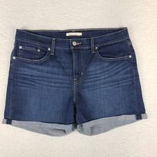 Levi's Jean Shorts Womens 32 Mid Length Waterless 4" Inseam Blue Denim