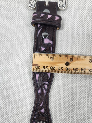 Ariat Size 22 Girls Scalloped Belt Tool Leather Manmade Brown Purple Embellished - Picture 13 of 19