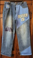 Vintage Y2K UNK NBA Denver Nuggets Melo Anthony Jersey Jeans sz 38 2000s Hip Hop