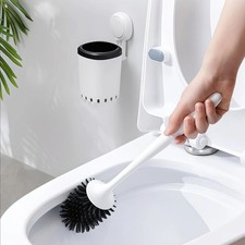 Toilet Bowl Brush and Holder Premium Quality  No Drill Wall Mounted Toilet Bru...