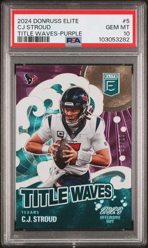 PSA 10 2024 Donruss Elite Title Waves Purple CJ STROUD Texans /10 GEM MINT POP 2