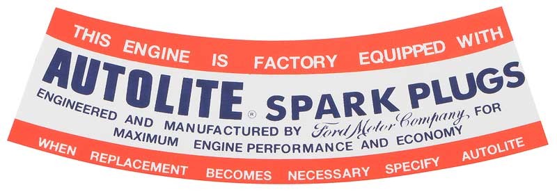 1962-67 Ford V8 Autolite Spark Plug Air Cleaner Decal