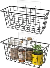 Hanging Kitchen Baskets Wire Storage Basket Over the Cabinet Door Organizer, No 