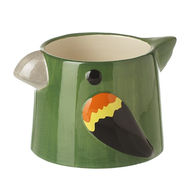 Ceramic Green Parrot Shaped Indoor Plant Pot Holder Herb Cover Bird Planter
