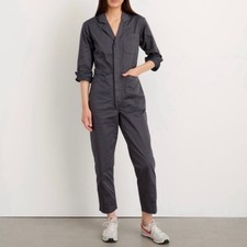 Alex Mill Standard Cotton Twill Iron Gray Long Sleeve Jumpsuit Size XL